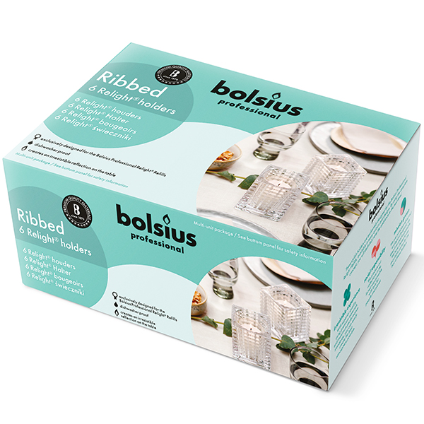 8026026  Bolsius Relighthouder Ribbed  2x6 st